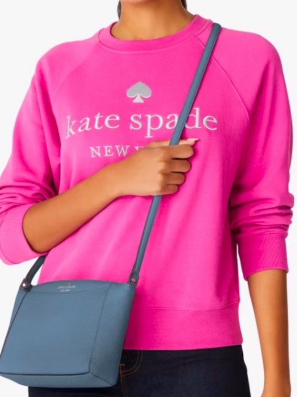 Kate Spade baby dusty blue pebbled leather Monica crossbody NWT